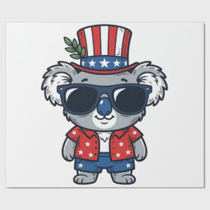 Papel De Regalo Koala Patriótico Arte Vectorial Estilo Vintage_1