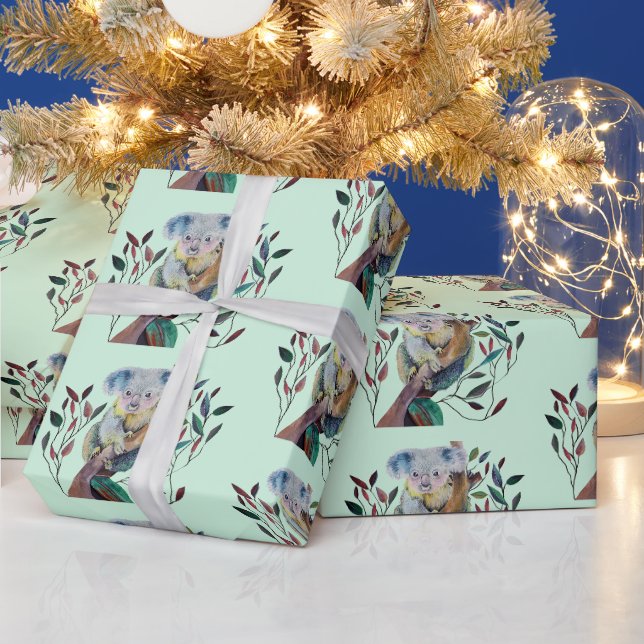 Papel De Regalo Koala sentado en un eucalipto  (Vacaciones)
