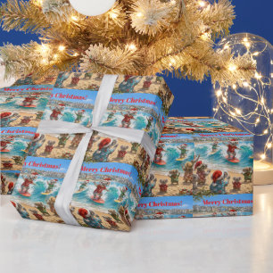 Papel De Regalo Koalas de Navidad surfeando en Bondi Beach