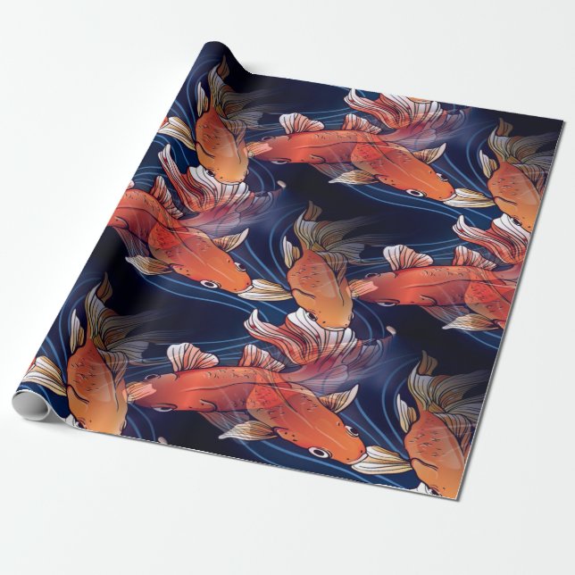 Papel De Regalo Koi Fish japonés (Desenrollado)