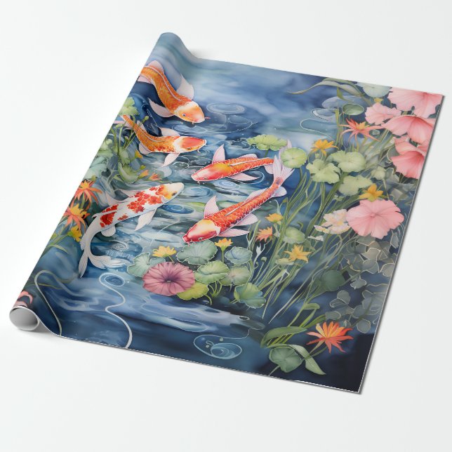 Papel De Regalo Koi Pond (Desenrollado)