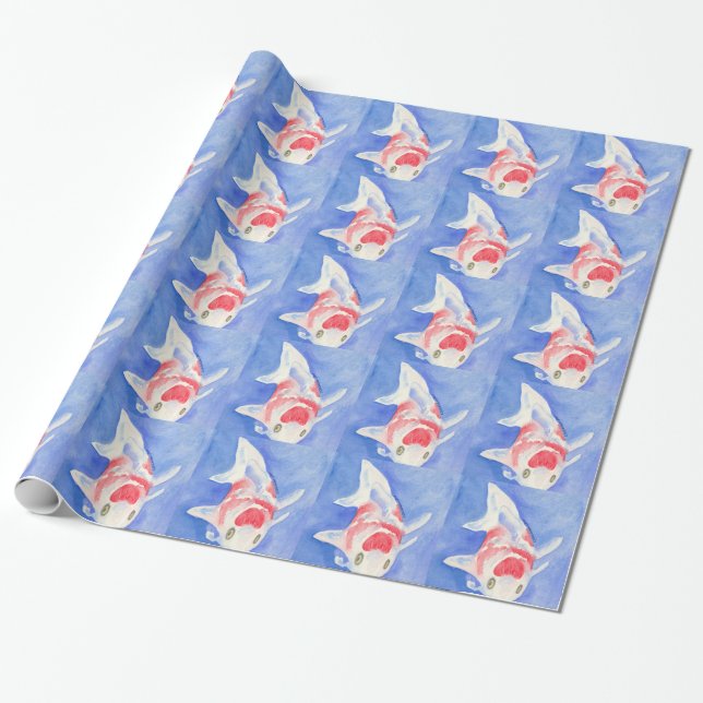 Papel De Regalo Koi rojo y blanco (Desenrollado)