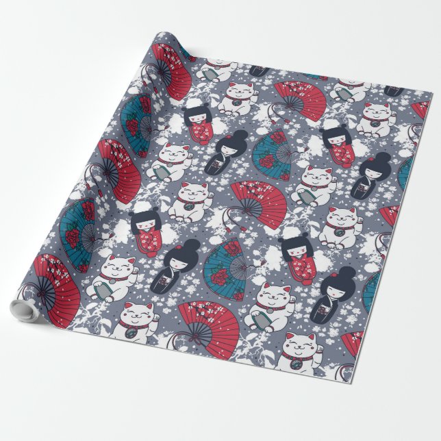 Papel De Regalo Kokeshi (Desenrollado)