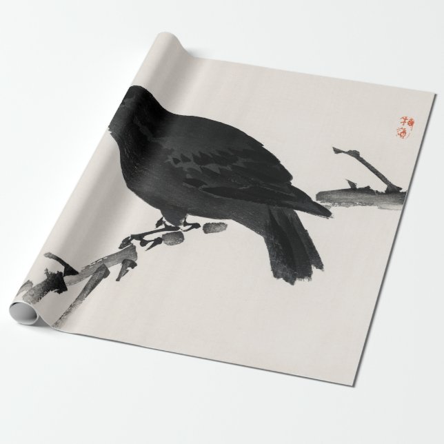 Papel De Regalo Kōno Bairei Crow (Desenrollado)