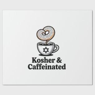 Papel De Regalo Kosher y Café Judío Cafeado Hanukkah