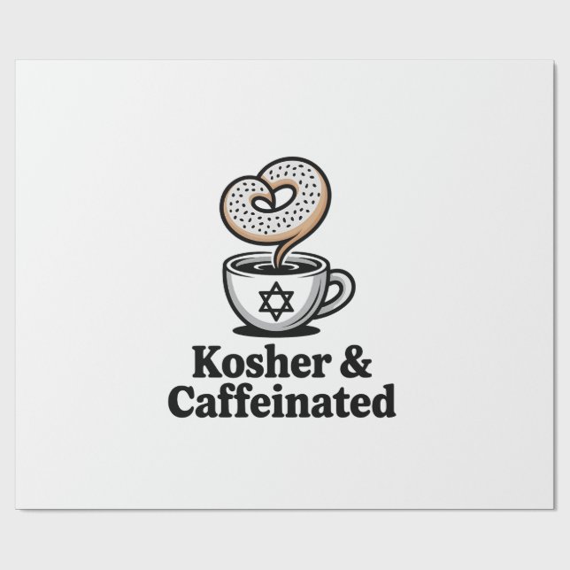 Papel De Regalo Kosher y Café Judío Cafeado Hanukkah (Superficie plana)