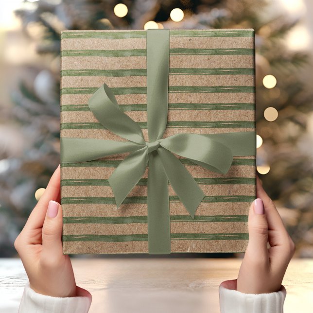 Papel De Regalo Kraft con la acuarela de las franjas verdes (Subido por el creador)