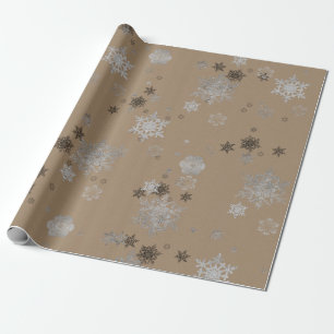 Papel De Regalo Kraft Elegant Silver Snowflakes