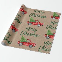 Papel De Regalo Kraft Green Brush Navidades de escritura de pincel