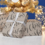 Papel De Regalo Kraft Merry Christmas Calligraphy<br><div class="desc">El papel de envolver de regalo para navidades presenta caligrafía moderna con escritura navideña alegre en negro sobre papel kraft. Personalizar el color de fondo con su elección.</div>
