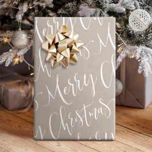 Papel De Regalo Kraft Merry Christmas Calligraphy