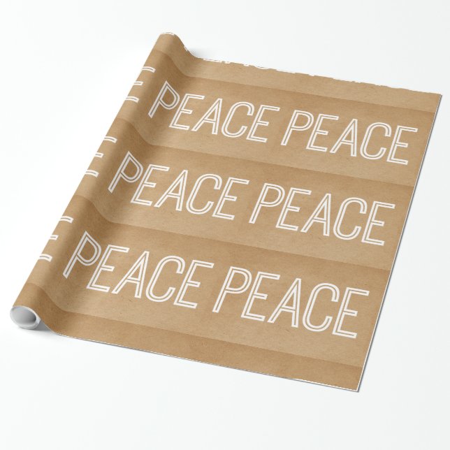 Papel De Regalo Kraft Peace Wrapping Paper, Tan (Desenrollado)