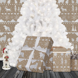 Papel De Regalo Kraft Rústico Nórdico Sweater Plata Animales de In