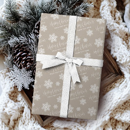 Papel De Regalo Kraft Snowflakes Feliz Personalizado navideño