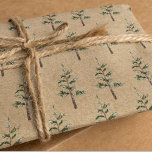 Papel De Regalo Kraft Winter Pine Green Watercolor Tree<br><div class="desc">Kraft Winter Pine Green Watercolor Tree</div>