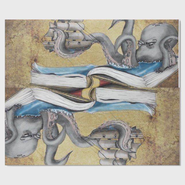 Papel De Regalo Kraken (Superficie plana)