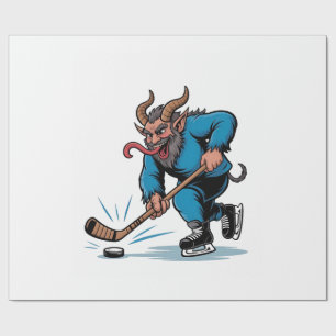 Papel De Regalo Krampus espeluznante jugando hockey sobre hielo en