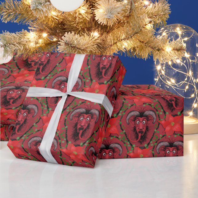 Papel De Regalo Krampus Poinsetta (Vacaciones)