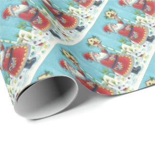 PAPEL DE REGALO KRIS KRINGLE & CARDINAL BIRDHOUSE WRAPPER PAPER