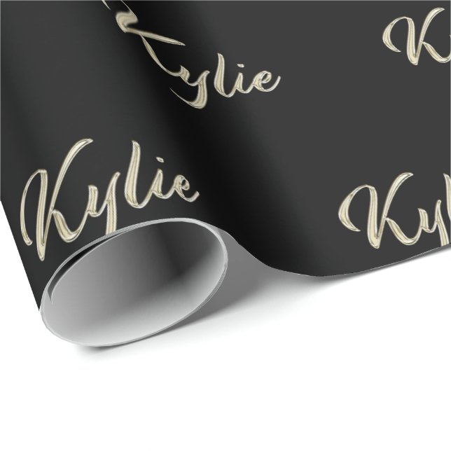Papel De Regalo Kylie white gold Handwriting Geschenkpapier (Esquina del rollo)
