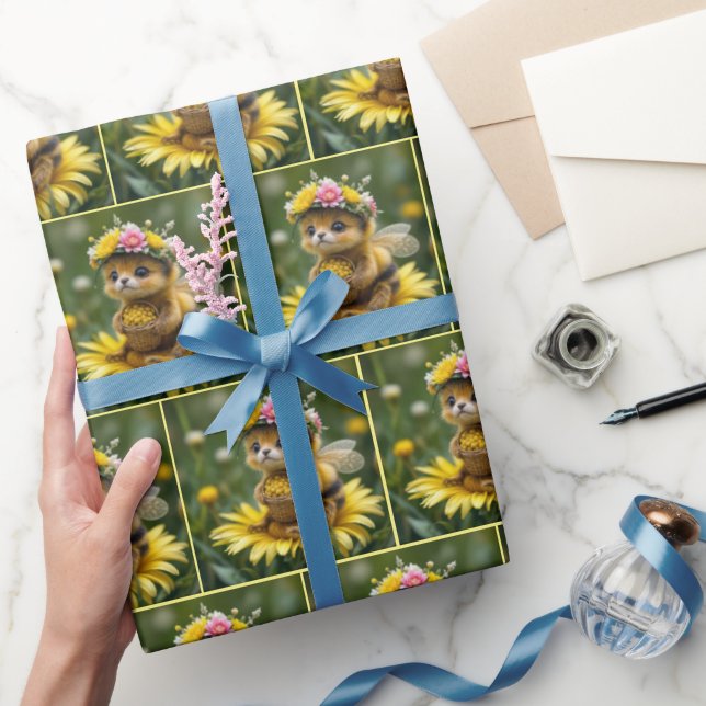Papel De Regalo La abeja de miel sostiene una canasta de polen (Regalar)