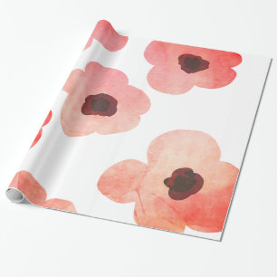 Papel De Regalo La acuarela coralina caprichosa florece moderno