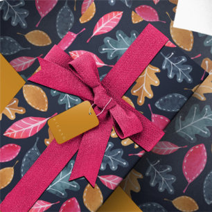Papel De Regalo La acuarela de invierno de Woodland deja Navidades