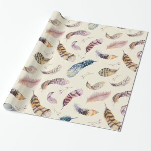 Papel De Regalo La acuarela hermosa empluma el modelo