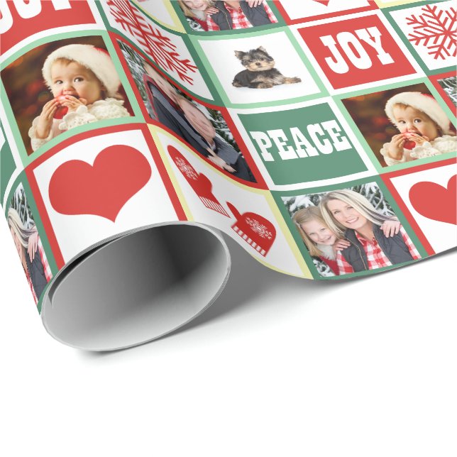 Papel De Regalo La alegría del navidad añade cuatro fotos de (Esquina del rollo)