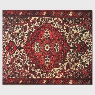 Papel De Regalo La alfombra persa se ve en rojo oscuro y crema