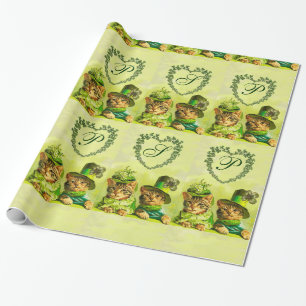 PAPEL DE REGALO LA ANTIGUA MODA DE SAN PATRICK'S DAY CATS HEART MO