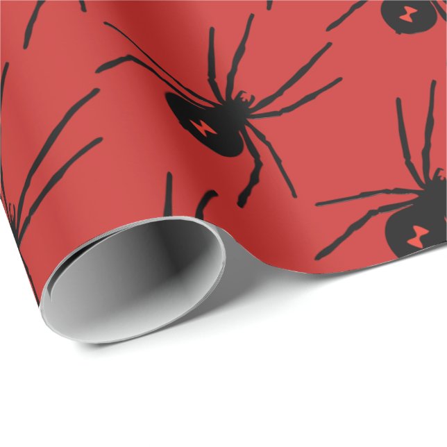 Papel De Regalo La araña del negro del día de fiesta de Halloween (Esquina del rollo)