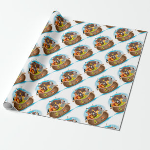 Papel De Regalo La arca de Noah con los animales de la selva