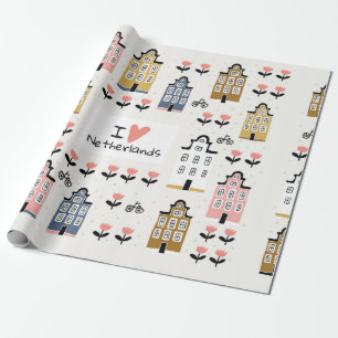 Papel De Regalo La arquitectura de la ciudad de Ámsterdam bici tul