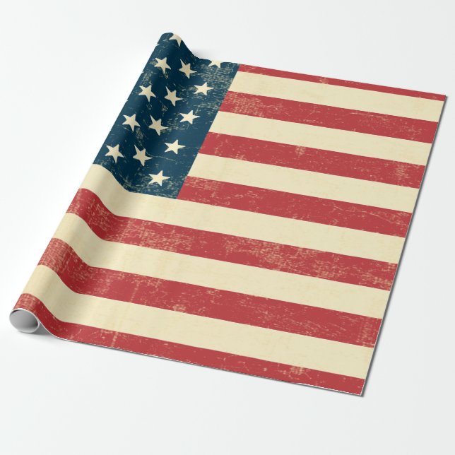 Papel De Regalo La bandera americana envejecida se descoloró (Desenrollado)