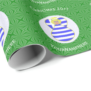 Papel De Regalo La bandera griega rubia Navidad el ángel personali