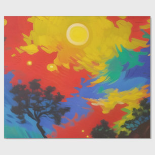 Papel De Regalo La brillante puesta de sol de fantasía