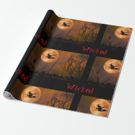 Papel De Regalo La bruja malvada Naranja negra asustó Halloween
