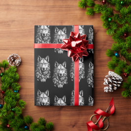 Papel De Regalo la cabeza de lobo deja el dibujo de arte original 