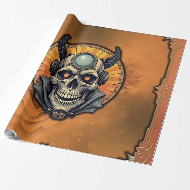 Papel De Regalo La calavera alada. (Desenrollado)