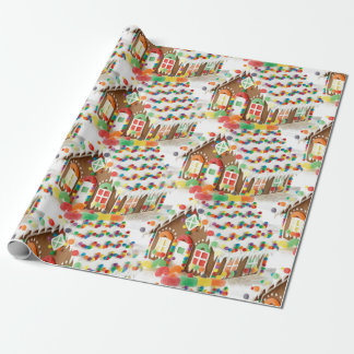 Papel De Regalo La casa de pan de jengibre embroma navidad
