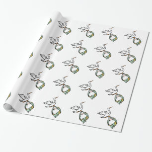 Papel De Regalo La cigüeña lleva un Baby Shower