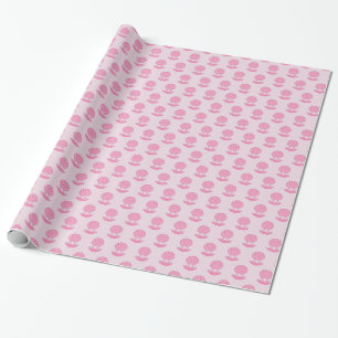 Papel De Regalo La concha de ostión de la bebé rosa y la concha de