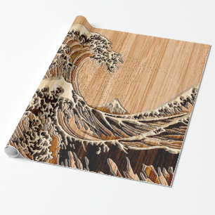 Papel De Regalo La decoración de madera de bambú del estilo de la