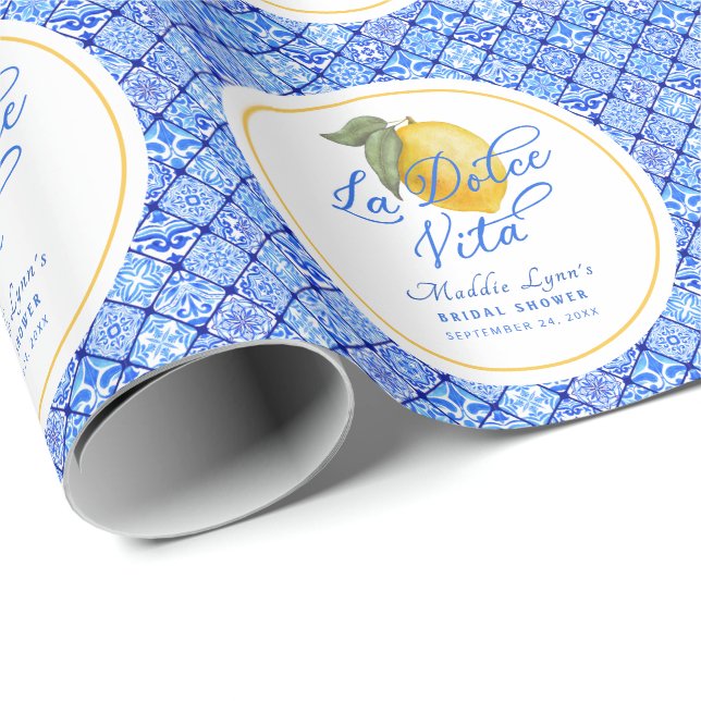 Papel De Regalo La Dolce Vita Ducha Bridal Personalizada (Esquina del rollo)