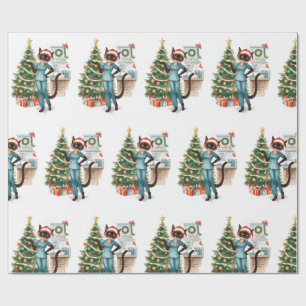 Papel De Regalo La enfermera está decorando el árbol de Navidad en