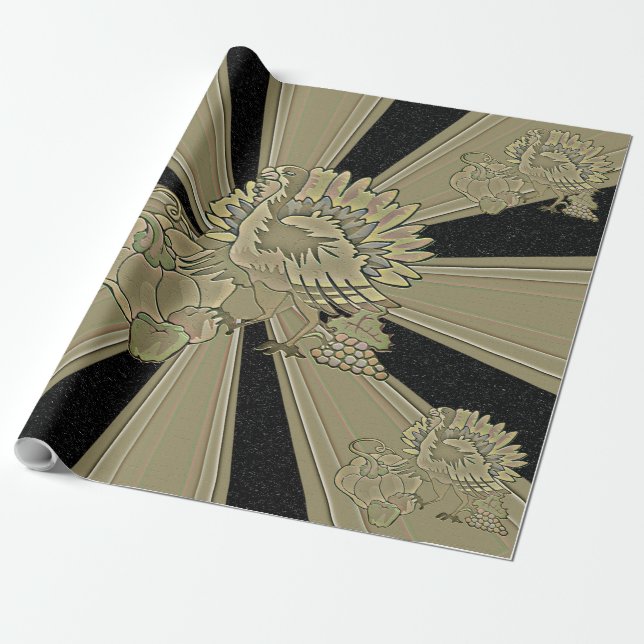 Papel De Regalo La esculpida celebración de gracias Turquía - (Desenrollado)