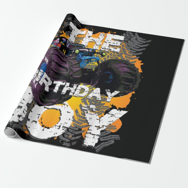 Papel De Regalo La familia de los niños de cumpleaños monstruando  (Desenrollado)