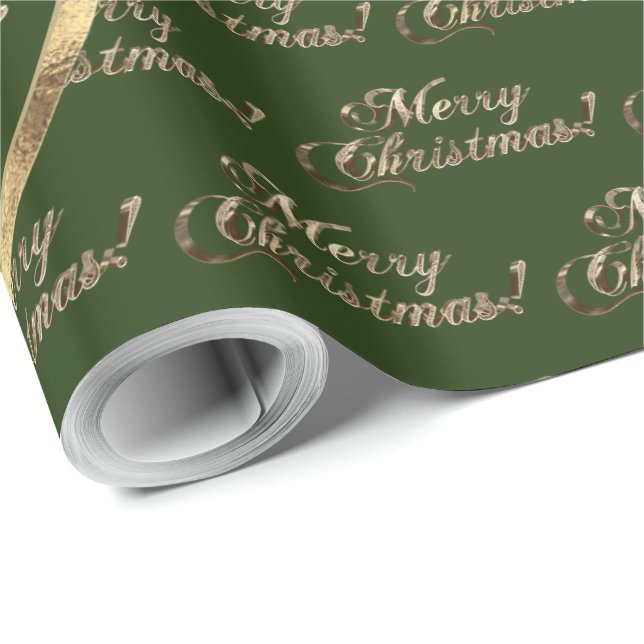 Papel De Regalo La familia Johnson Navidades Green Faux Gold (Esquina del rollo)