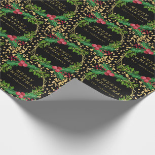 Papel De Regalo La familia negra del oro Feliz Navidad Purpurina